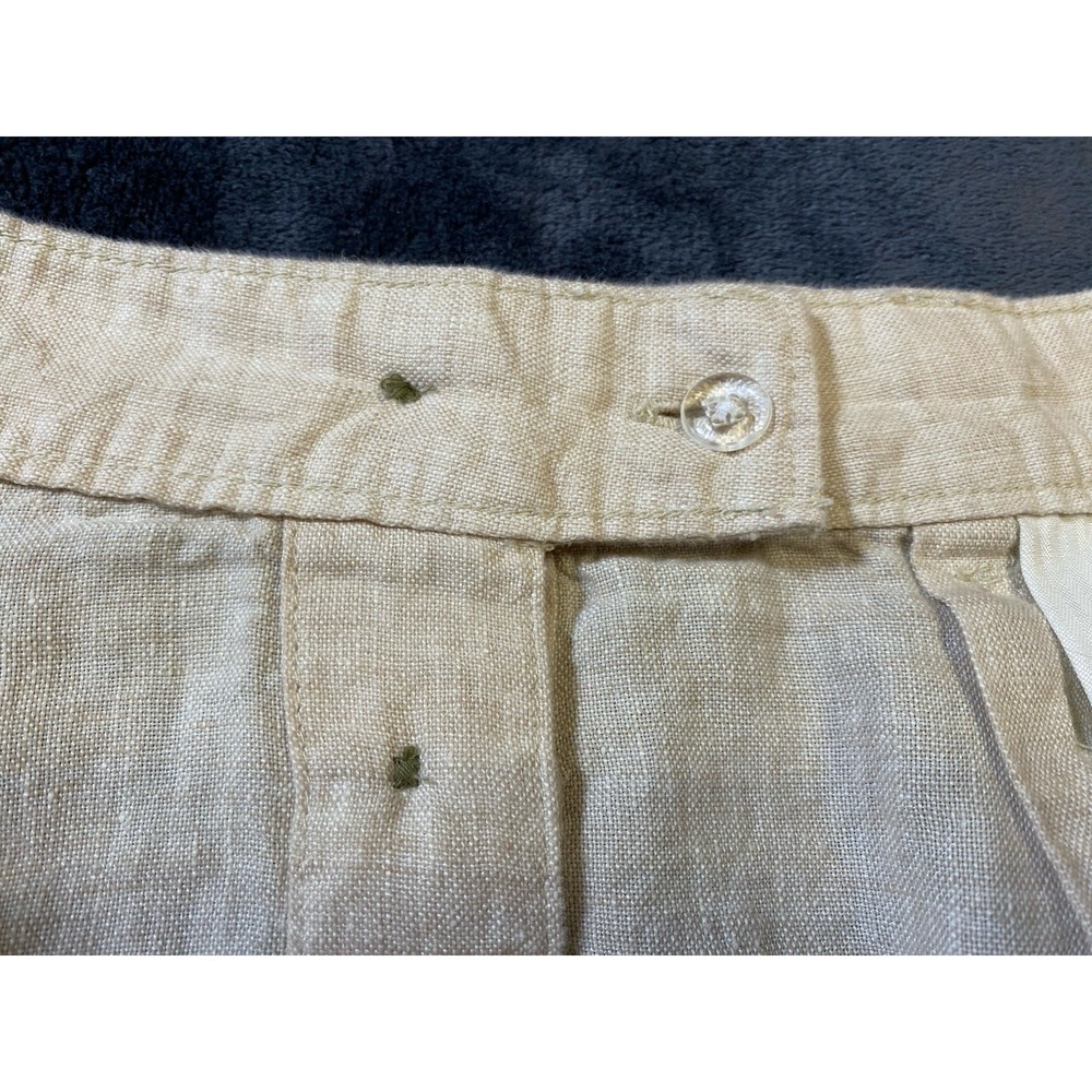 Lands' End Womens 18W Button Front Linen Midi Skirt Beige Cream Pockets Plus - Picture 9 of 10